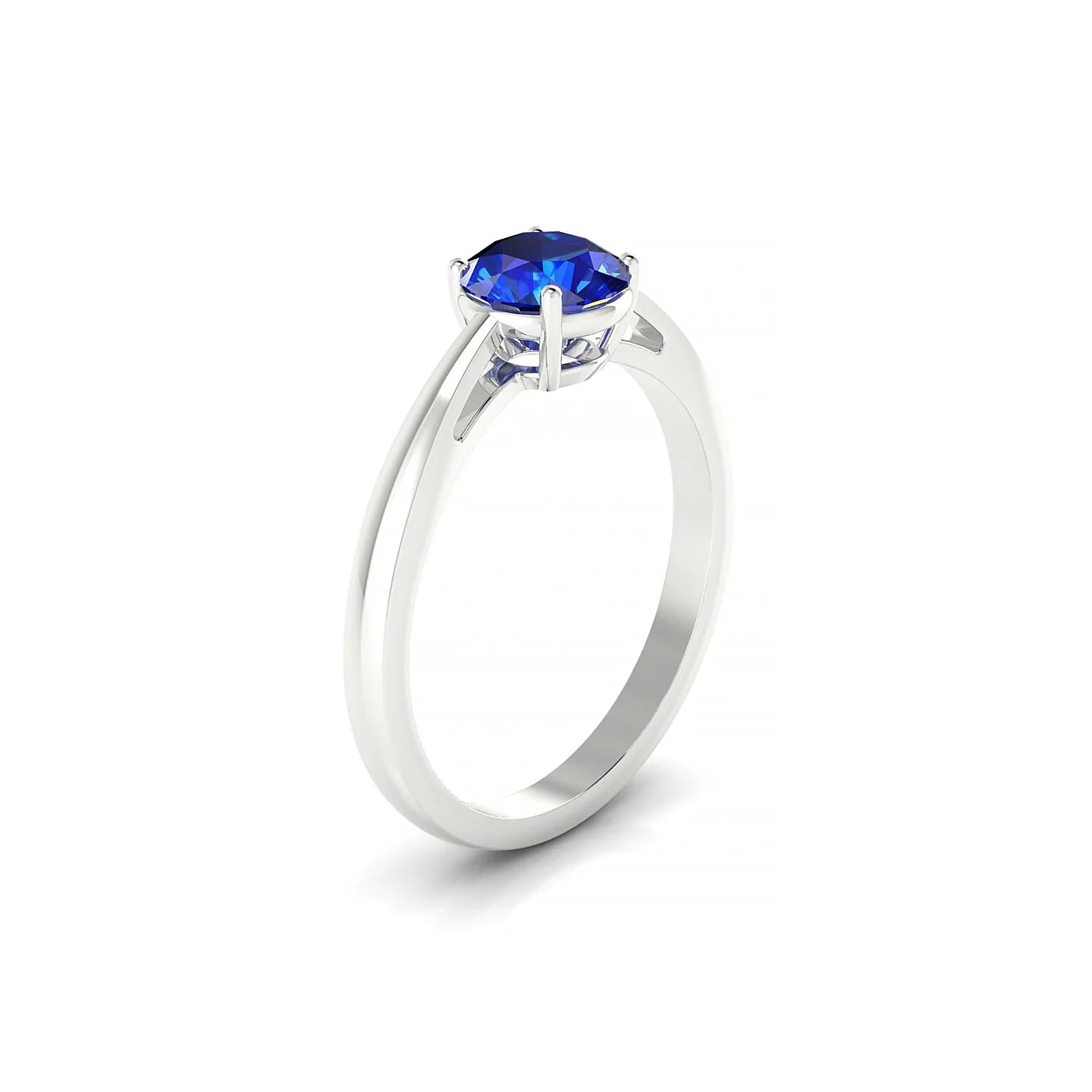 Zenith | 18k White Gold 6 mm Round Sapphire Ring