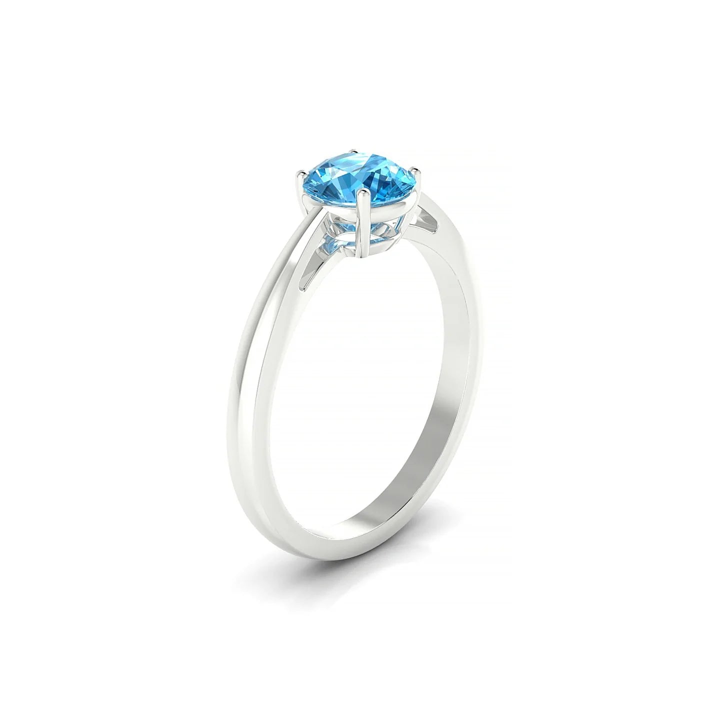 Zenith | 18k White Gold 6 mm Round Topaz Ring