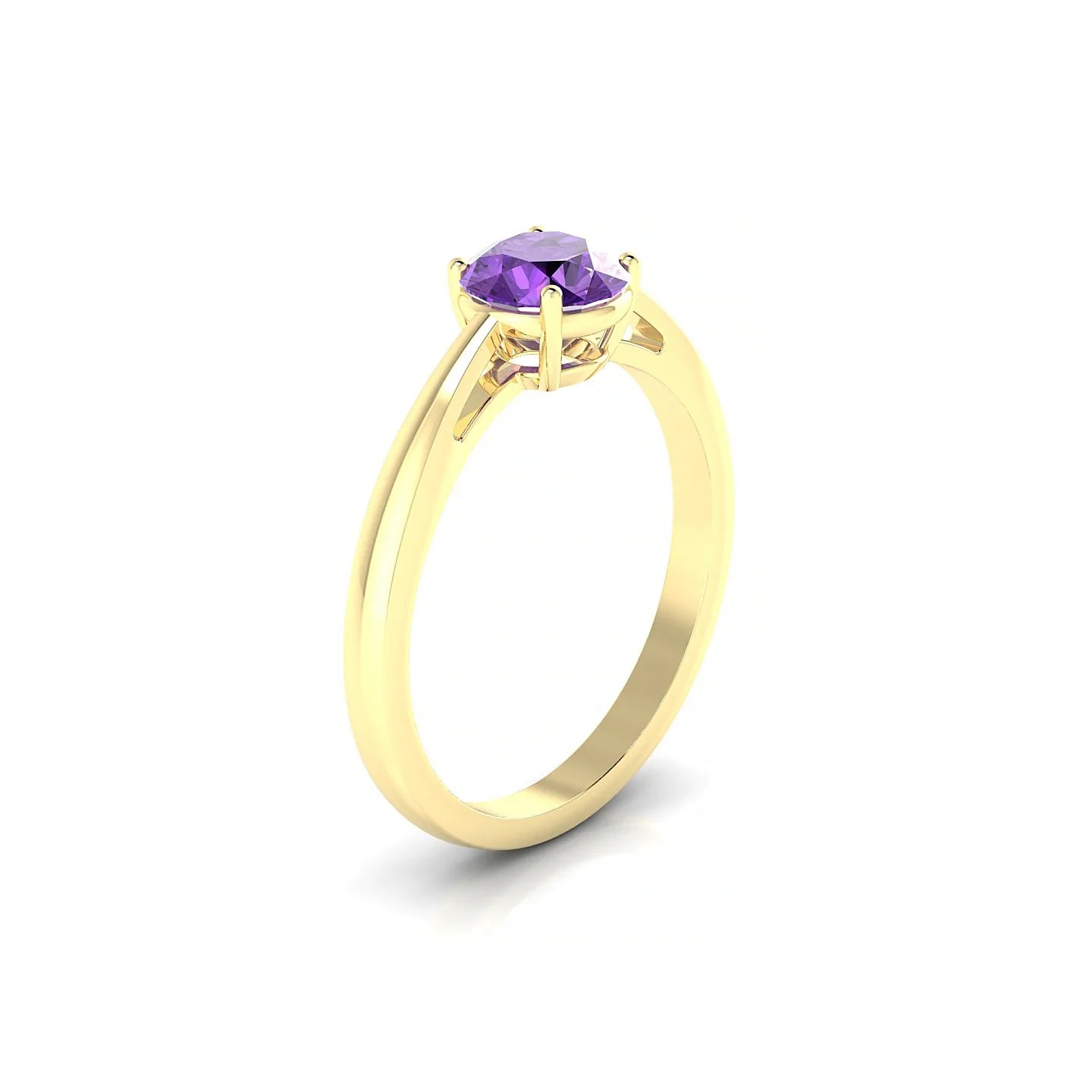 Zenith | 18k Yellow Gold 6 mm Round Amethyst Ring
