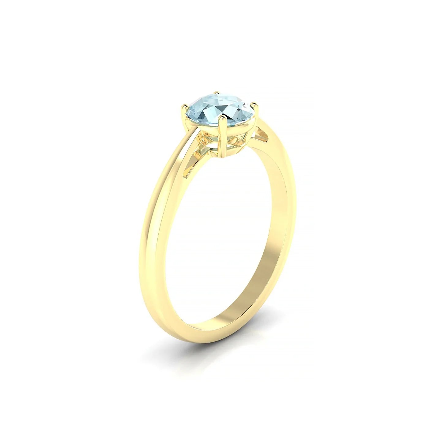 Zenith | 18k Yellow Gold 6 mm Round Aquamarine Ring