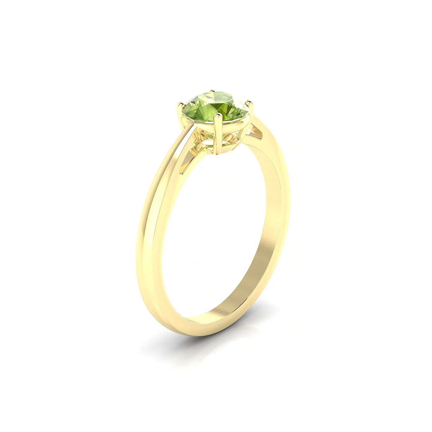 Zenith | 18k Yellow Gold 6 mm Round Peridot Ring