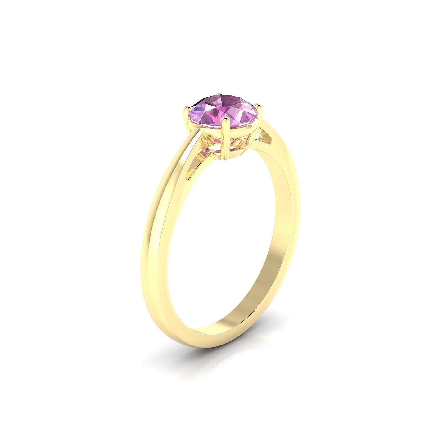Zenith | 18k Yellow Gold 6 mm Round Pink Sapphire Ring