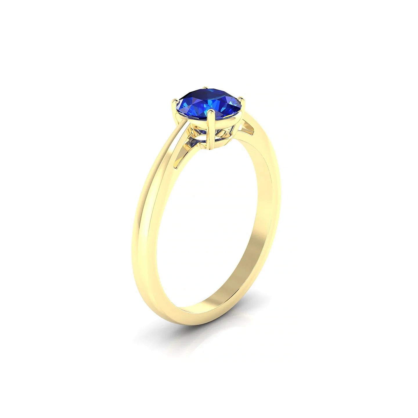 Zenith | 18k Yellow Gold 6 mm Round Sapphire Ring