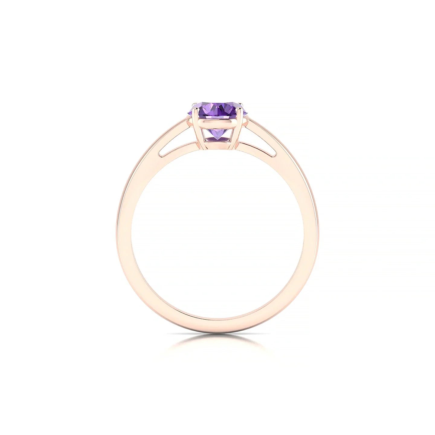 Zenith | 18k Rose Gold 6 mm Round Amethyst Ring