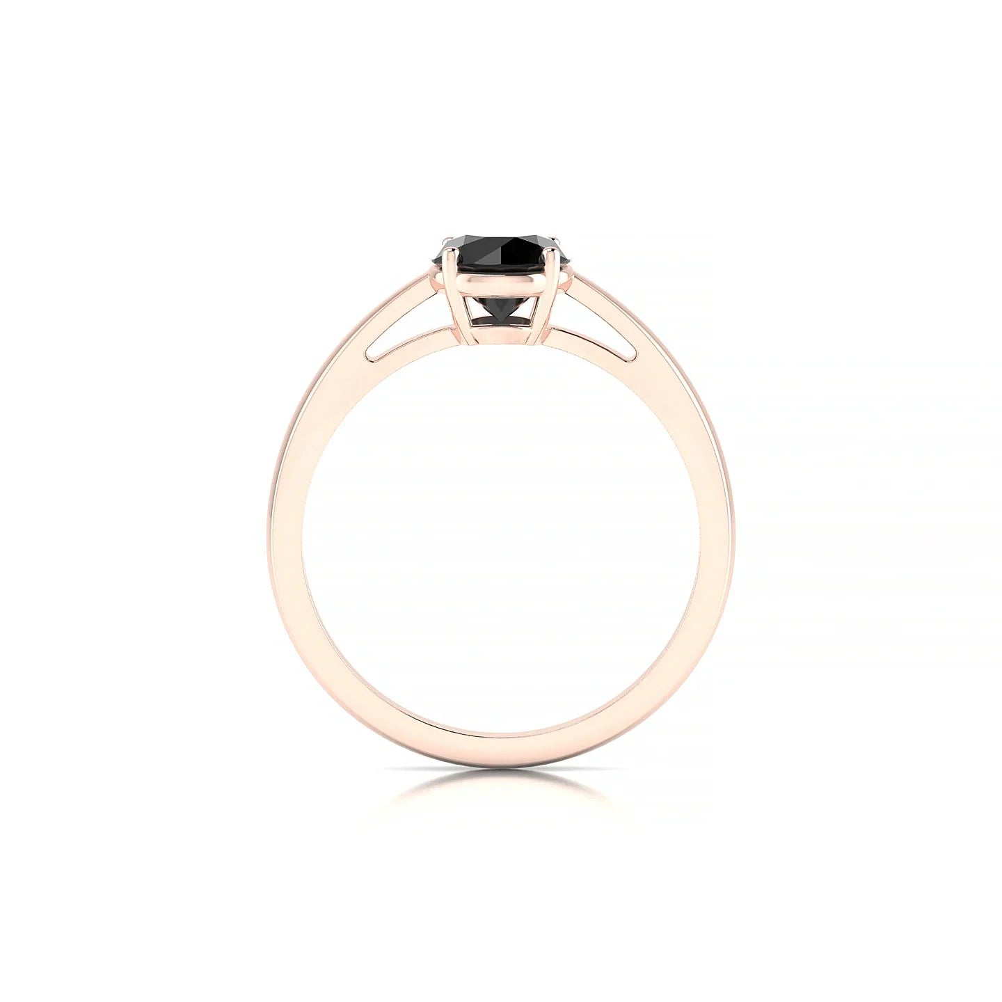 Zenith | 18k Rose Gold 6 mm Round Black Diamond Ring