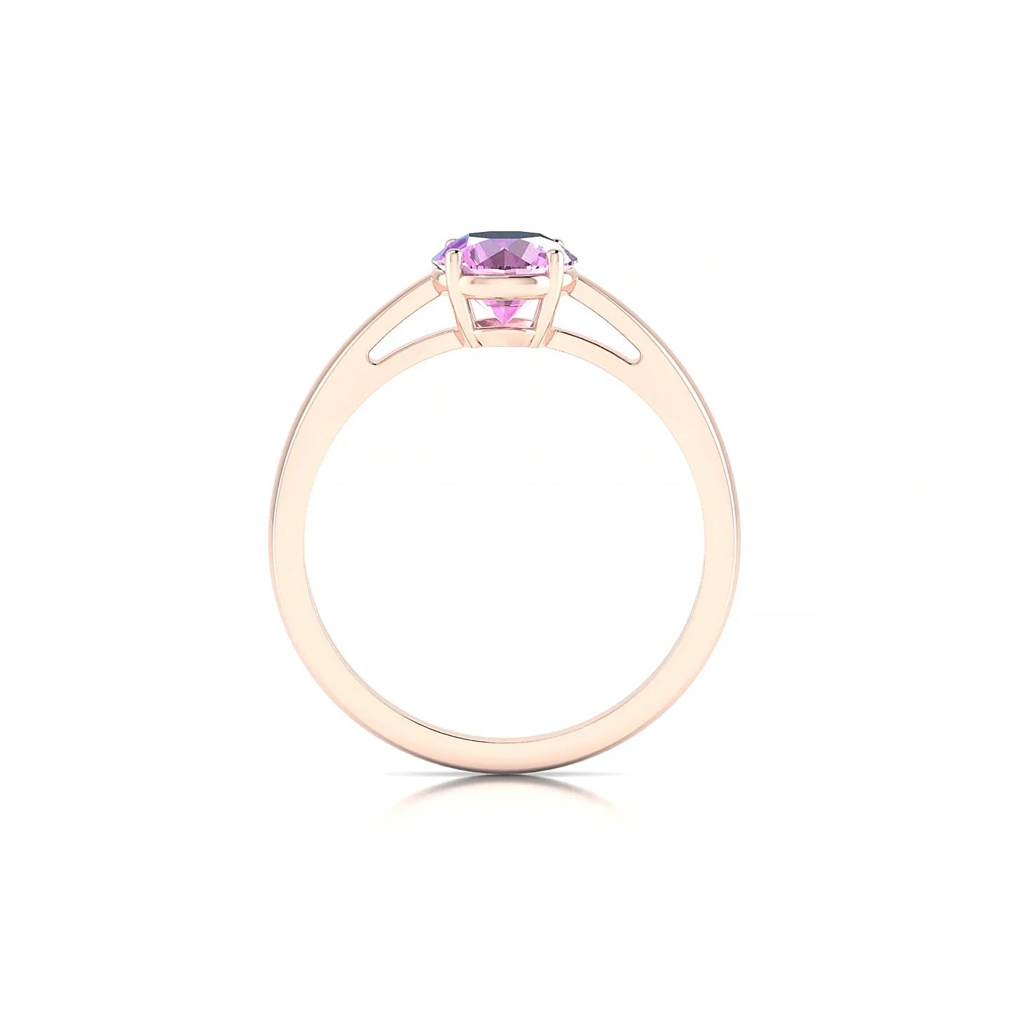 Zenith | 18k Rose Gold 6 mm Round Pink Sapphire Ring