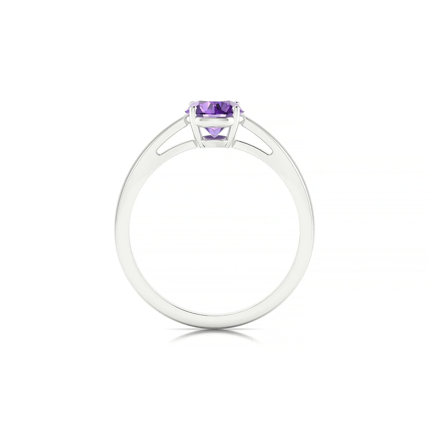 Zenith | 18k White Gold 6 mm Round Amethyst Ring