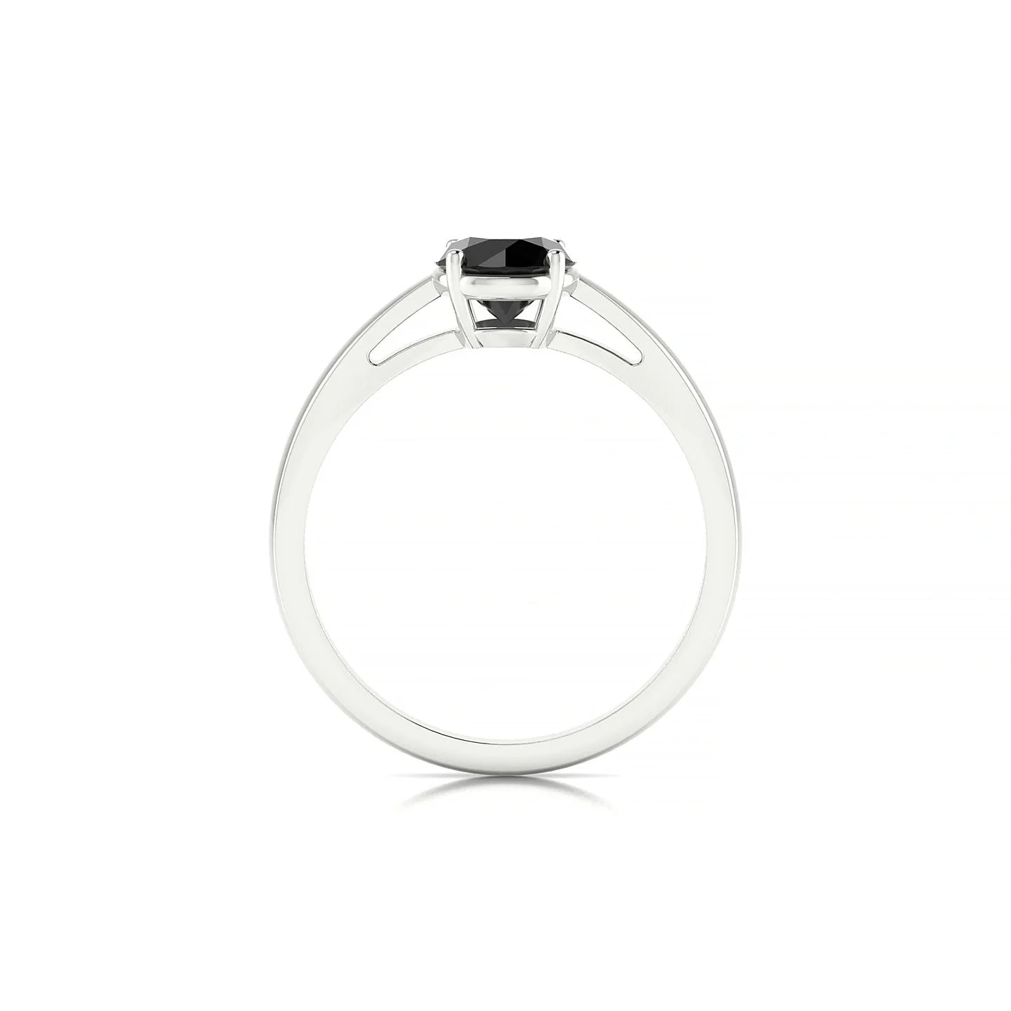 Zenith | 18k White Gold 6 mm Round Black Diamond Ring
