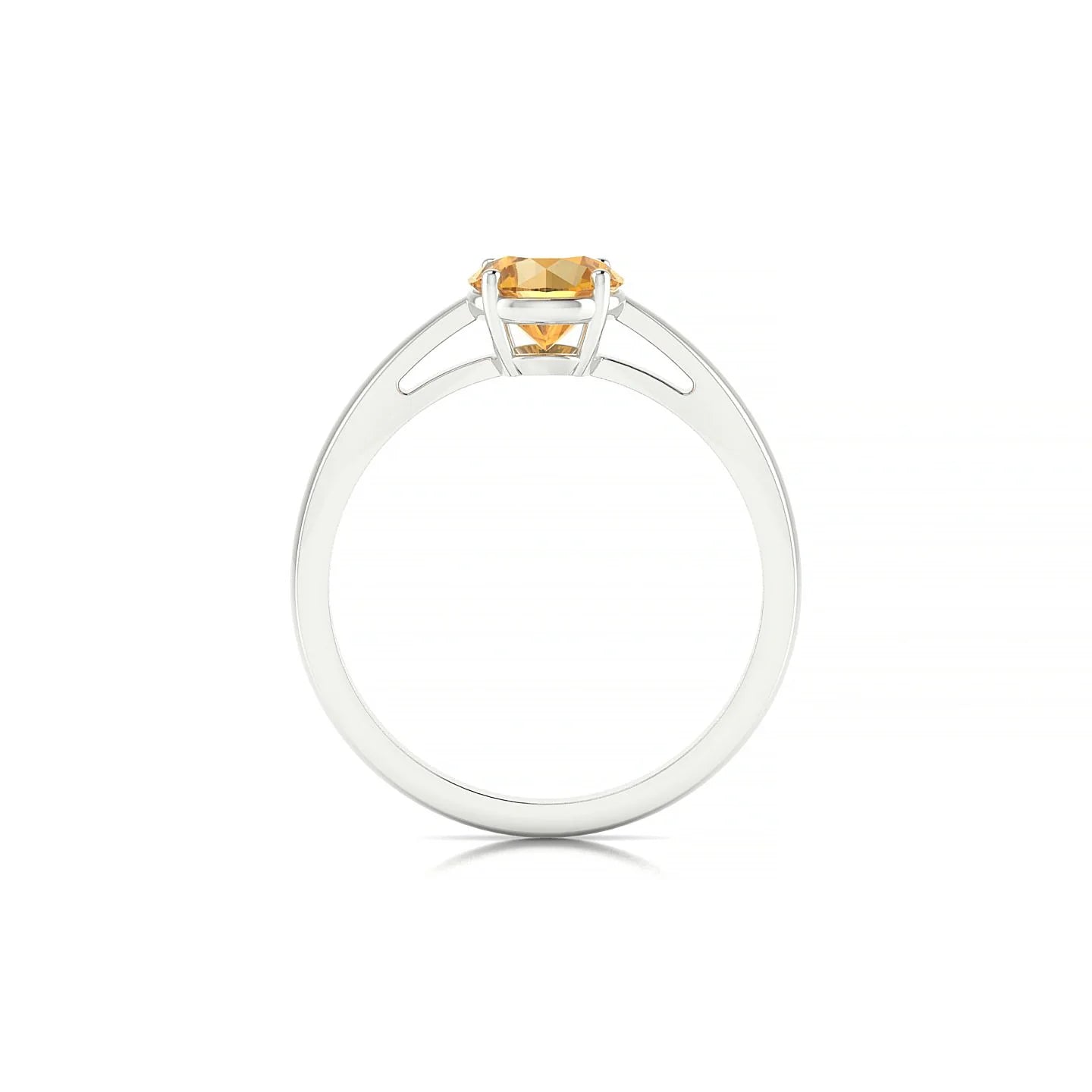 Zenith | 18k White Gold 6 mm Round Citrine Ring