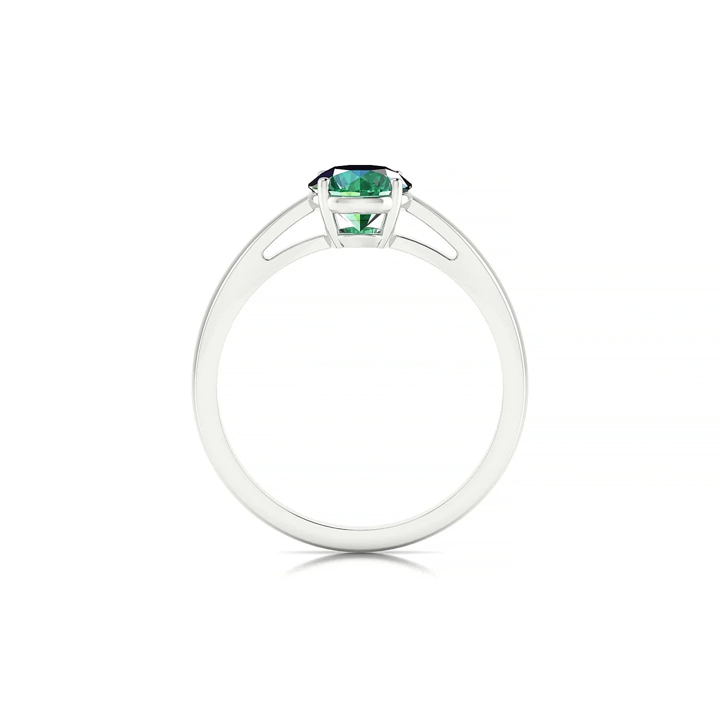 Zenith | 18k White Gold 6 mm Round Emerald Ring
