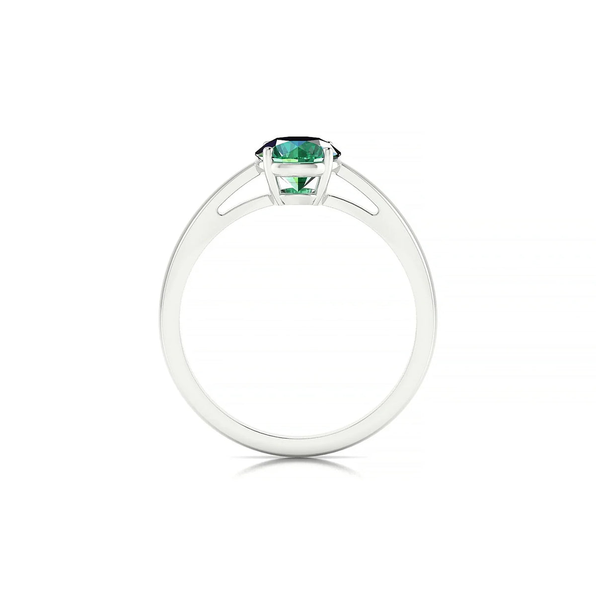 Zenith | 18k White Gold 6 mm Round Emerald Ring