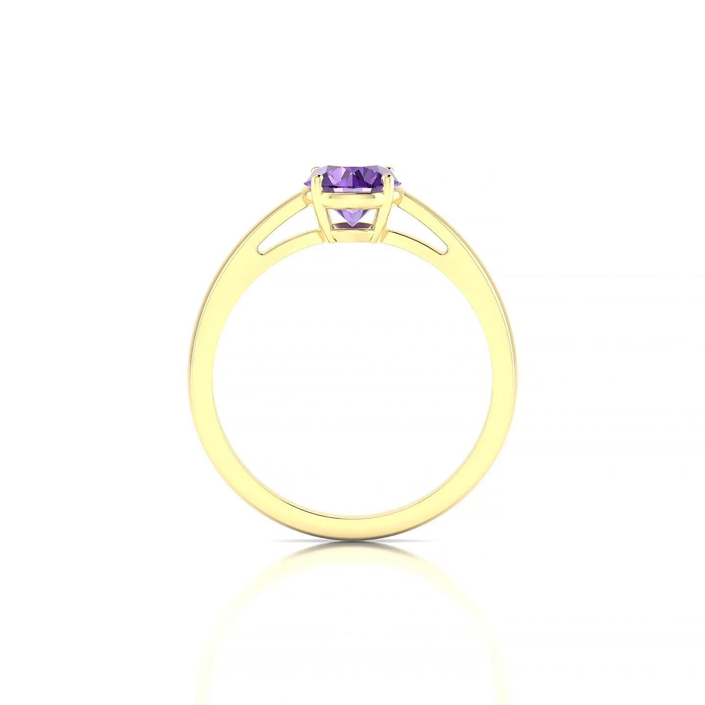 Zenith | 18k Yellow Gold 6 mm Round Amethyst Ring