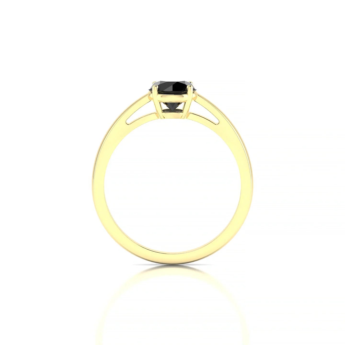 Zenith | 18k Yellow Gold 6 mm Round Black Diamond Ring