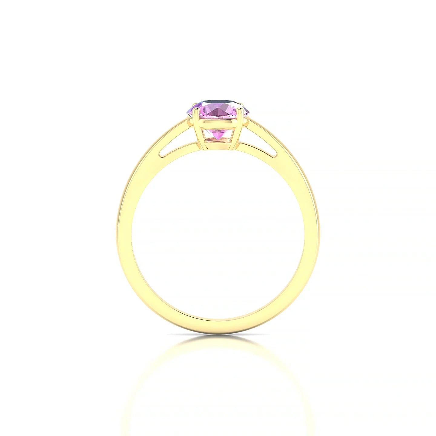 Zenith | 18k Yellow Gold 6 mm Round Pink Sapphire Ring