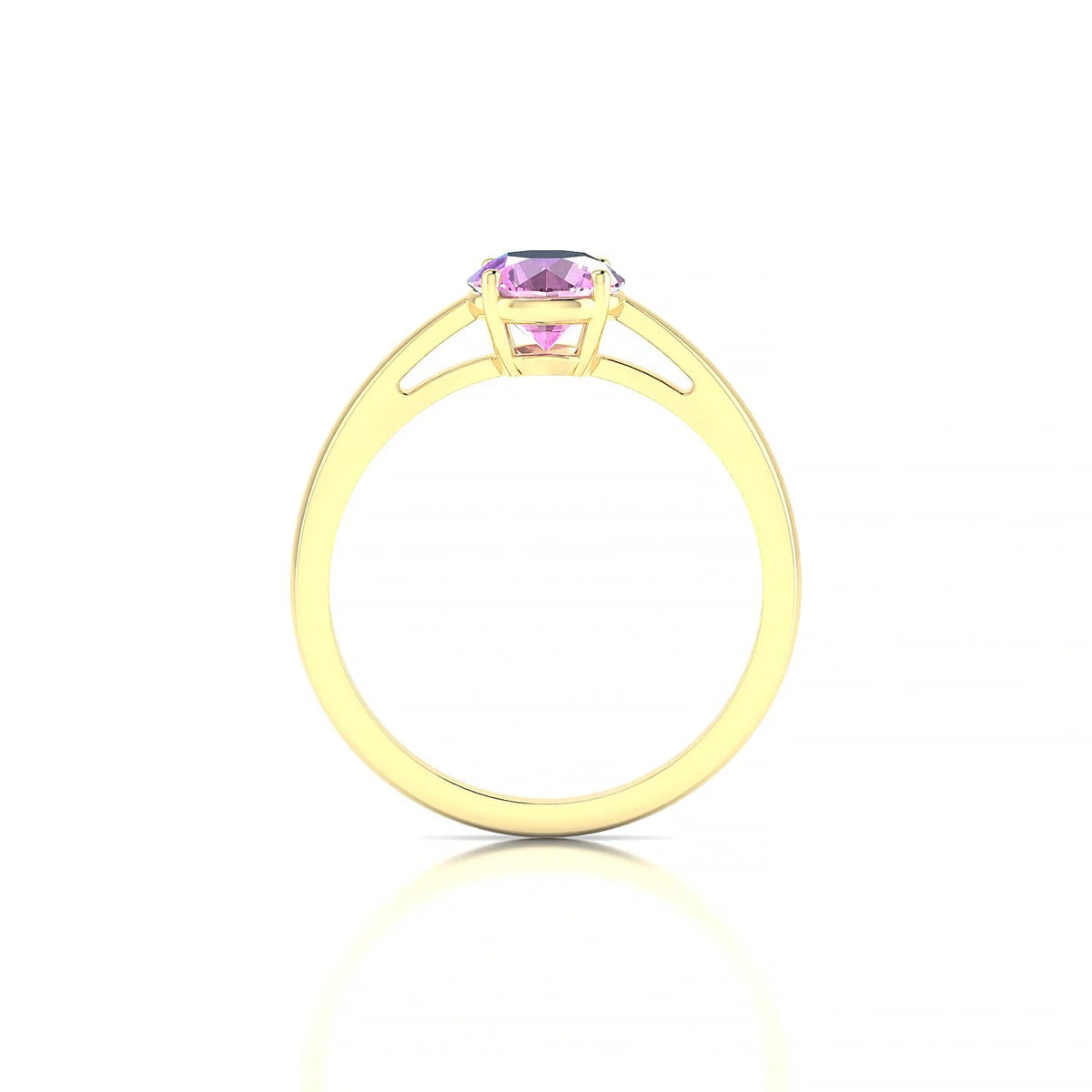 Zenith | 18k Yellow Gold 6 mm Round Pink Sapphire Ring