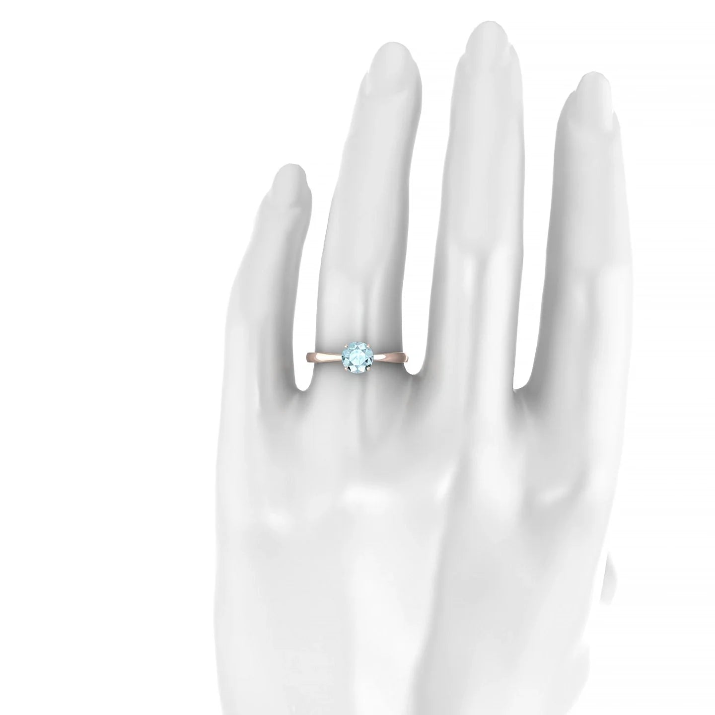 Zenith | 18k Rose Gold 6 mm Round Aquamarine Ring