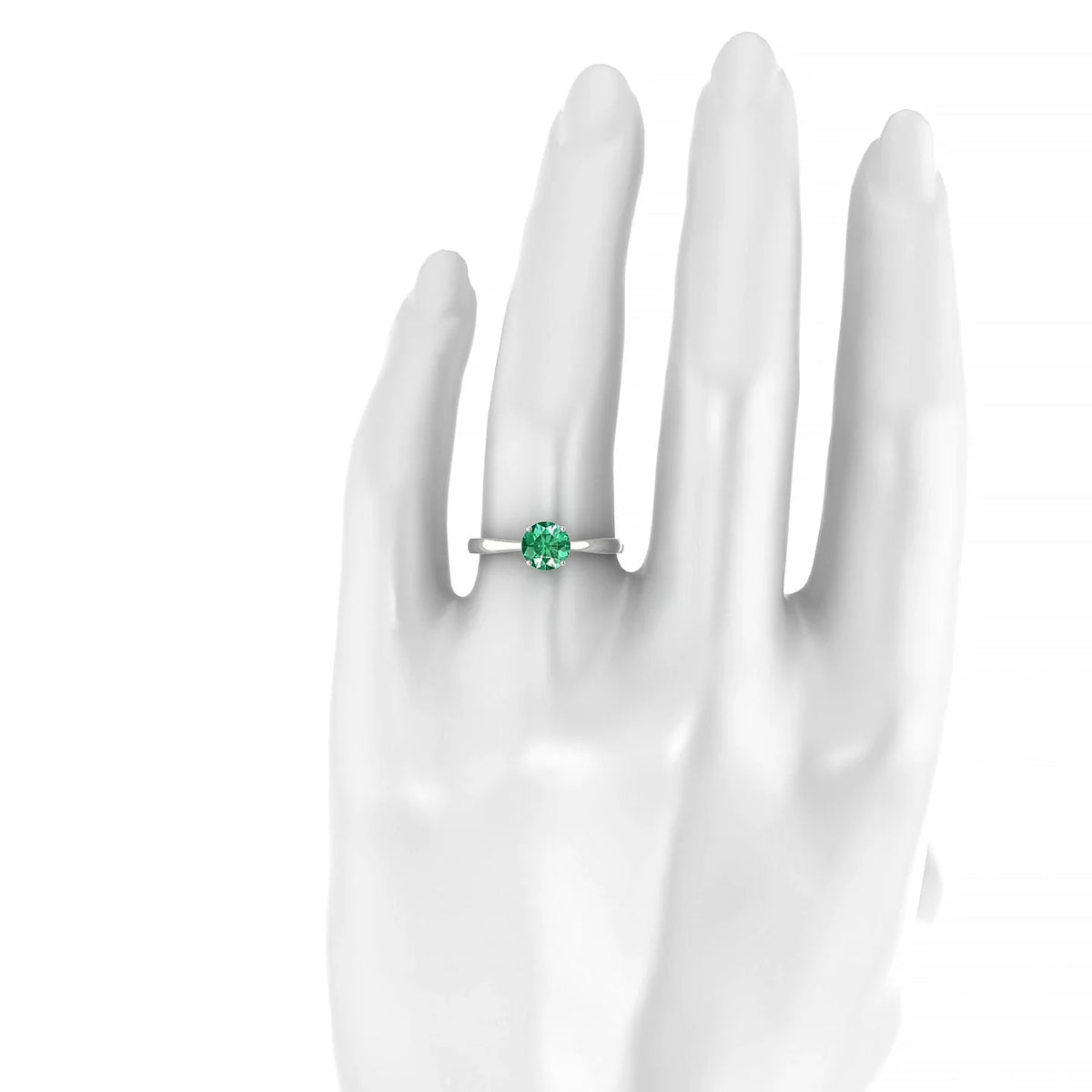 Zenith | 18k White Gold 6 mm Round Emerald Ring