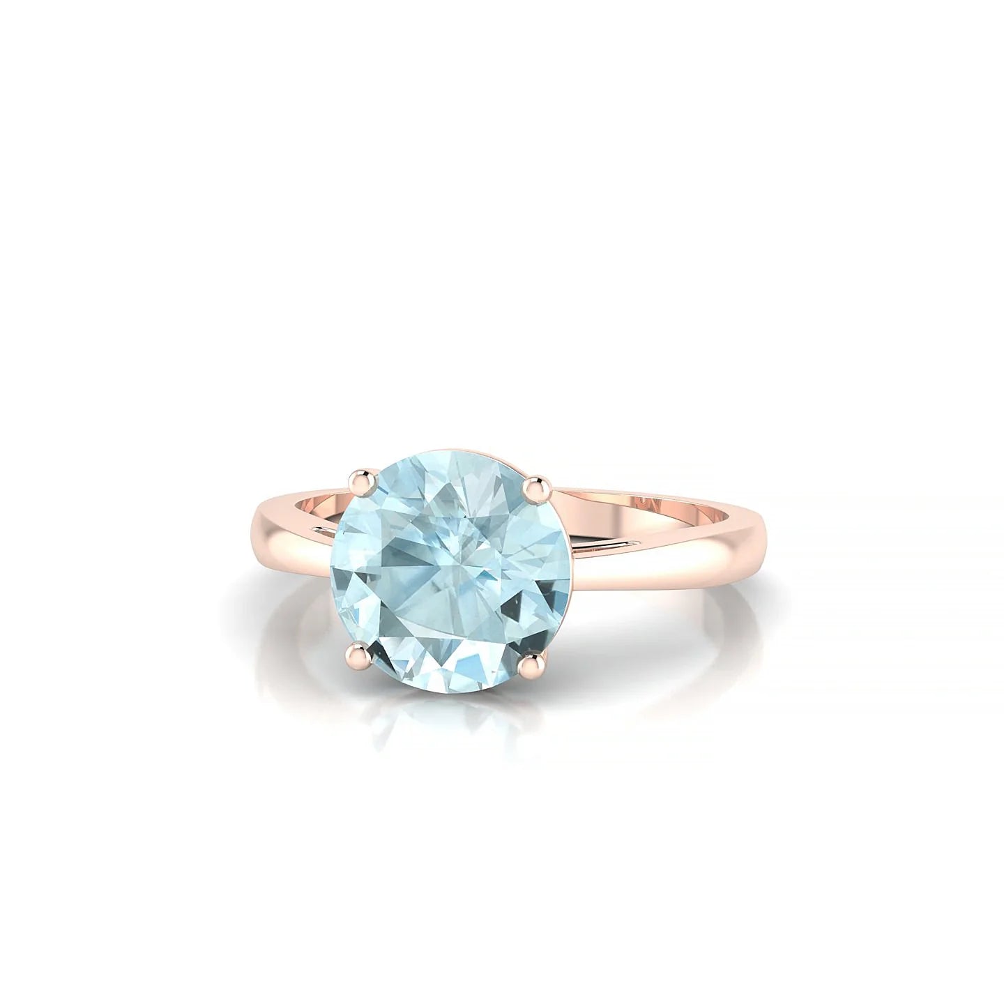 Zenith | 18k Rose Gold 8 mm Round Aquamarine Ring