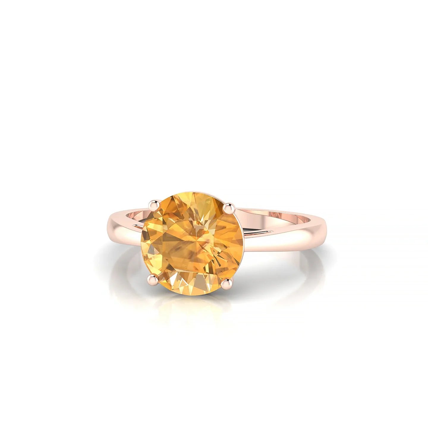 Zenith | 18k Rose Gold 8 mm Round Citrine Ring