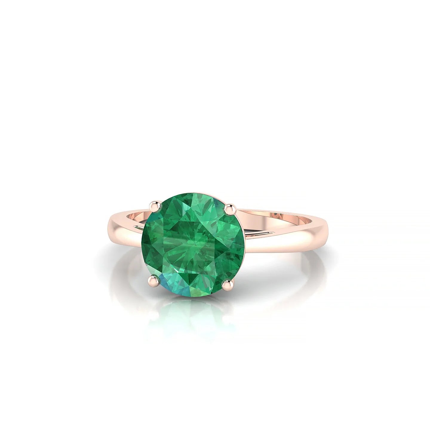 Zenith | 18k Rose Gold 8 mm Round Emerald Ring