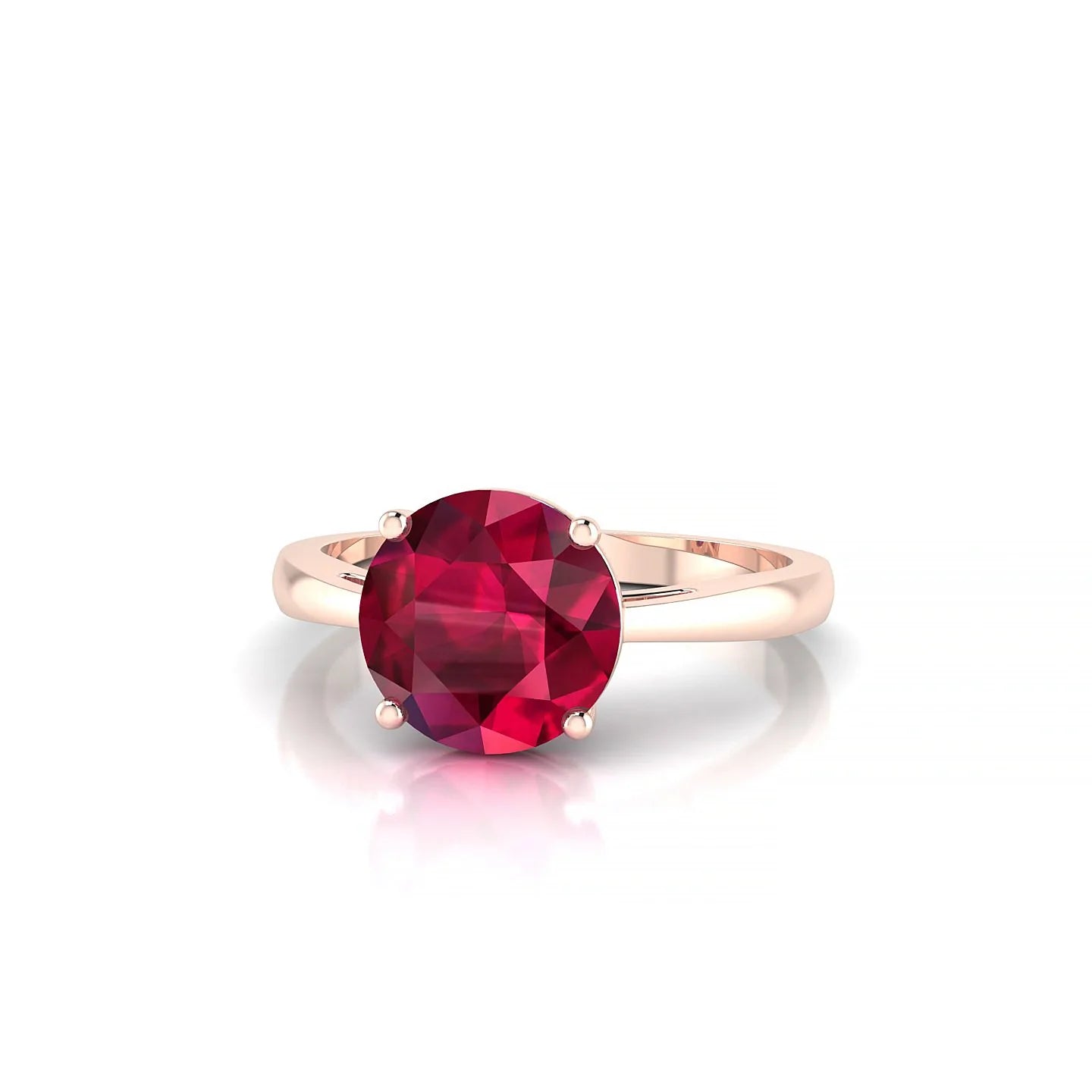 Zenith | 18k Rose Gold 8 mm Round Ruby Ring