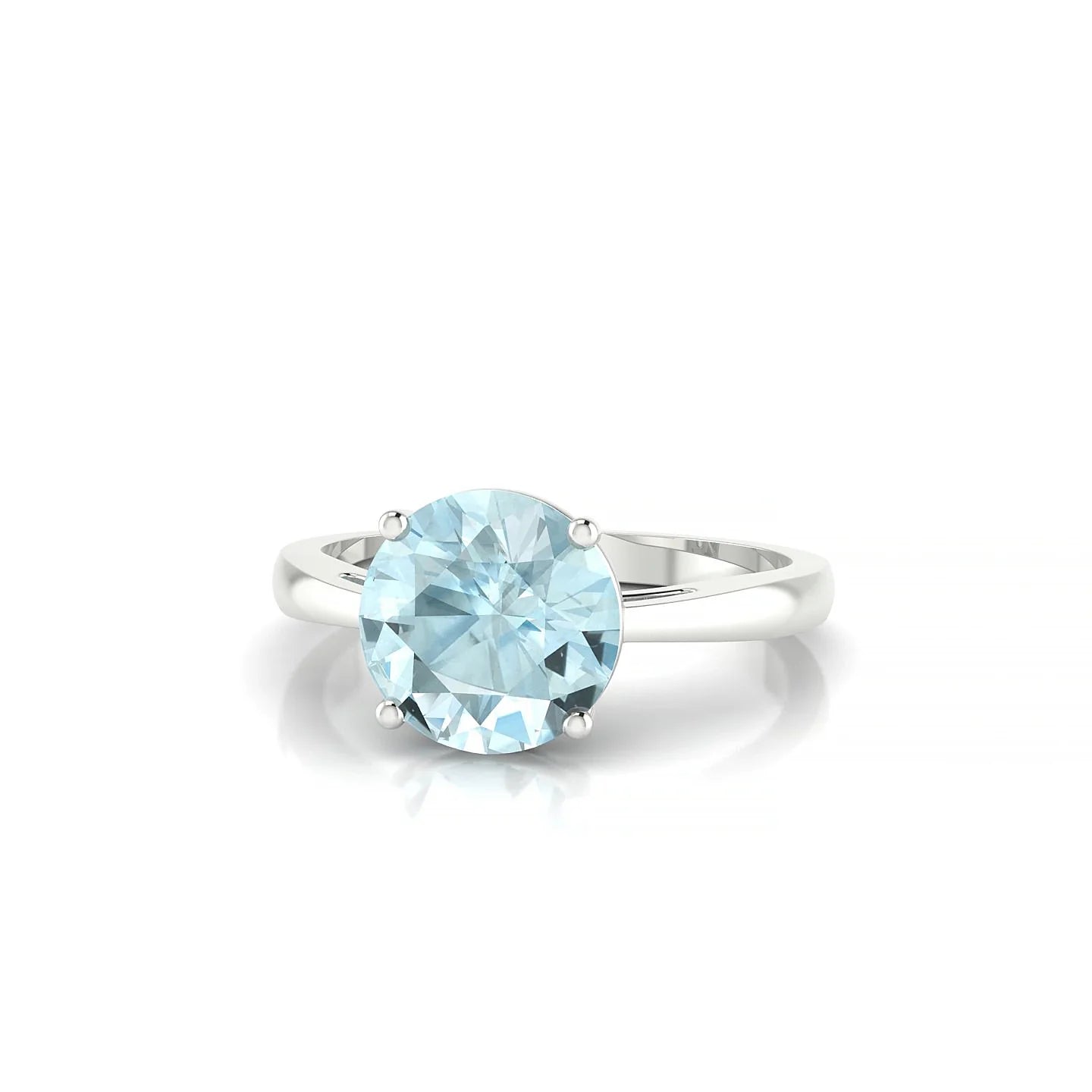 Zenith | 18k White Gold 8 mm Round Aquamarine Ring