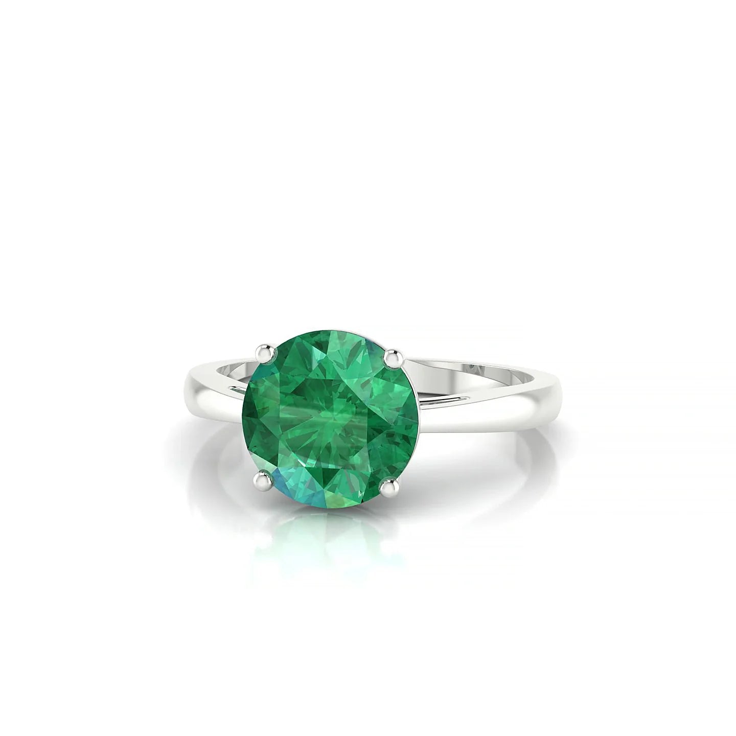 Zenith | 18k White Gold 8 mm Round Emerald Ring