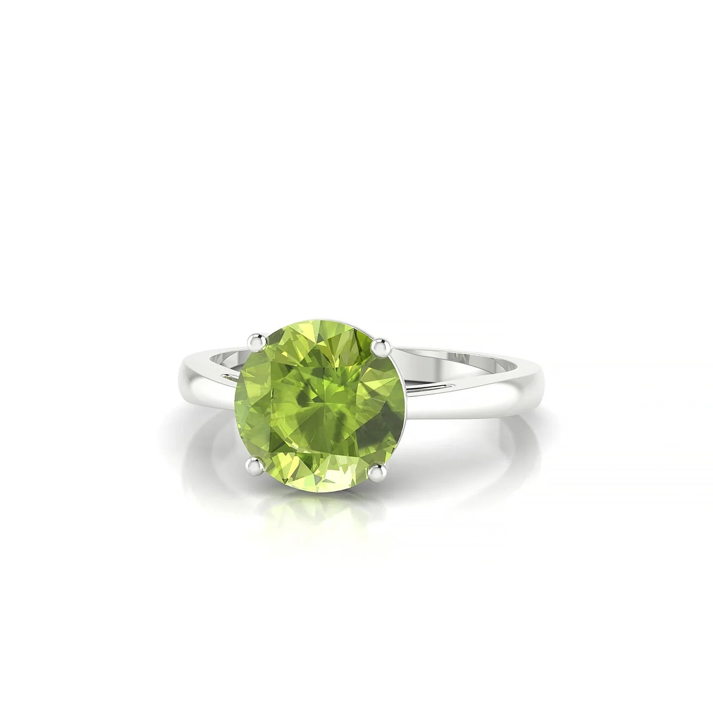 Zenith | 18k White Gold 8 mm Round Peridot Ring