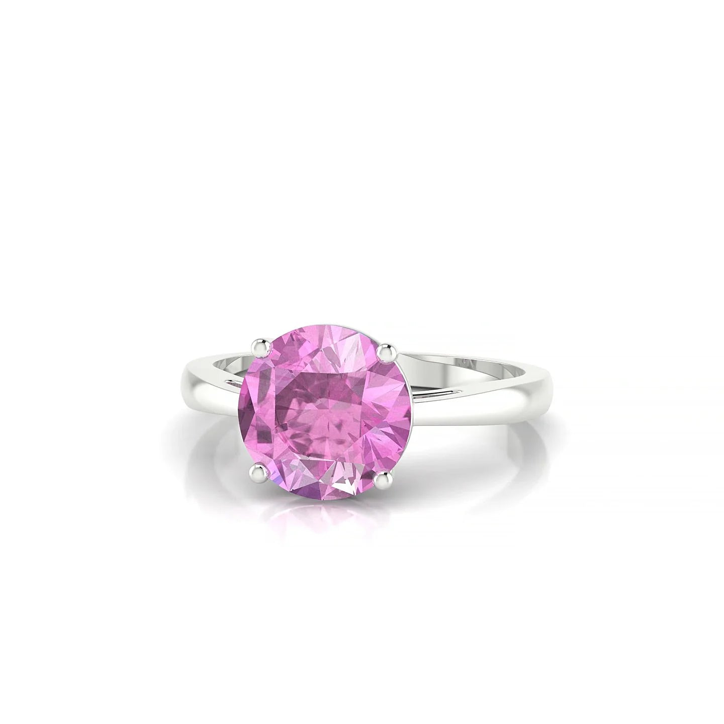 Zenith | 18k White Gold 8 mm Round Pink Sapphire Ring