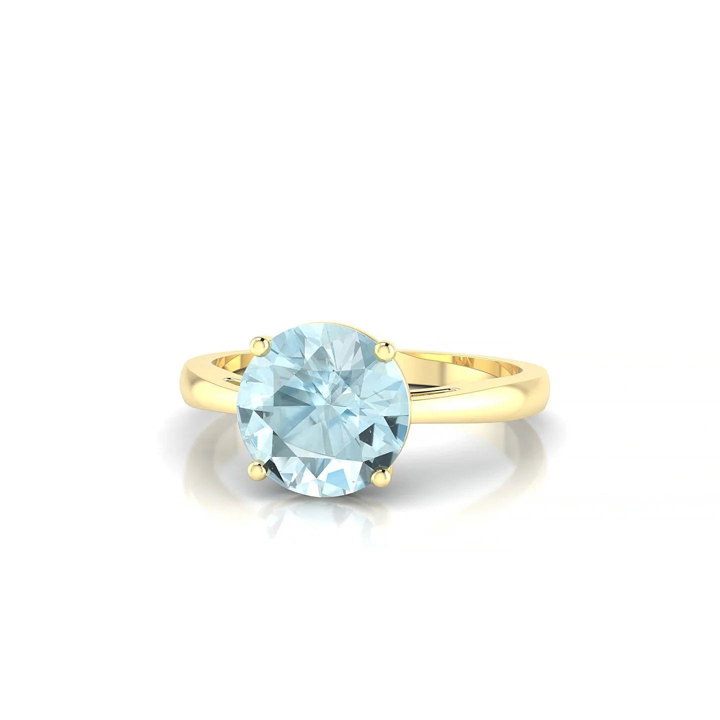 Zenith | 18k Yellow Gold 8 mm Round Aquamarine Ring