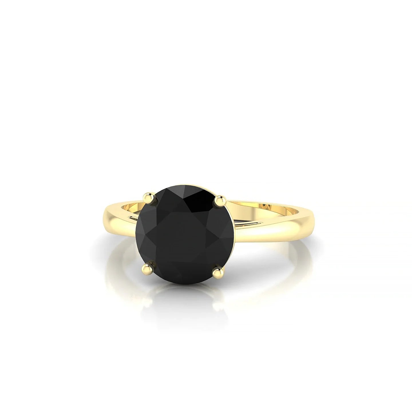 Zenith | 18k Yellow Gold 8 mm Round Black Diamond Ring