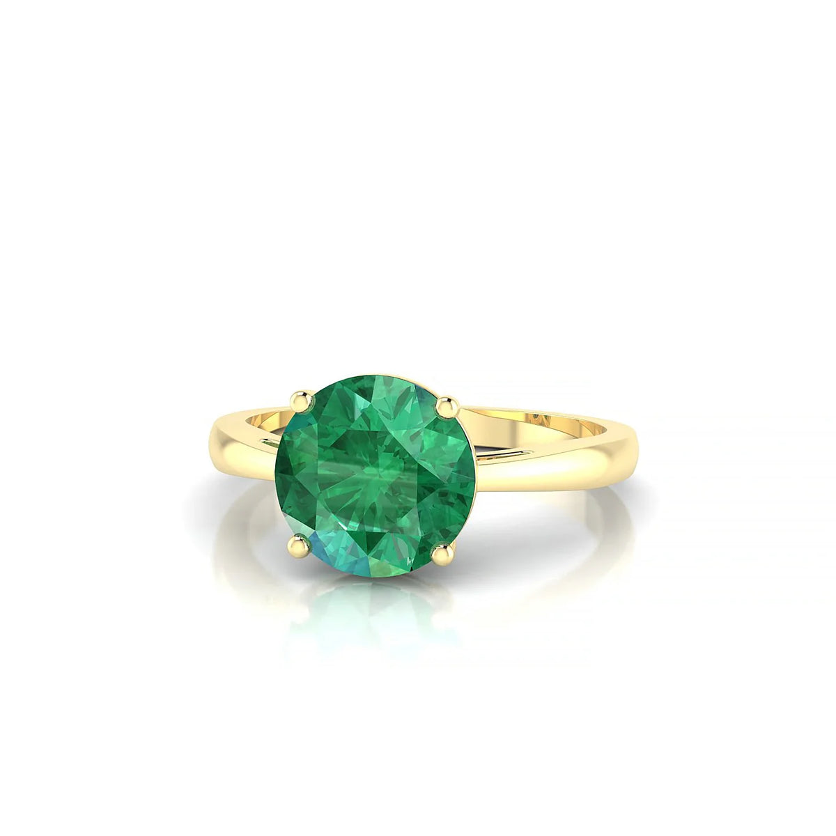 Zenith | 18k Yellow Gold 8 mm Round Emerald Ring