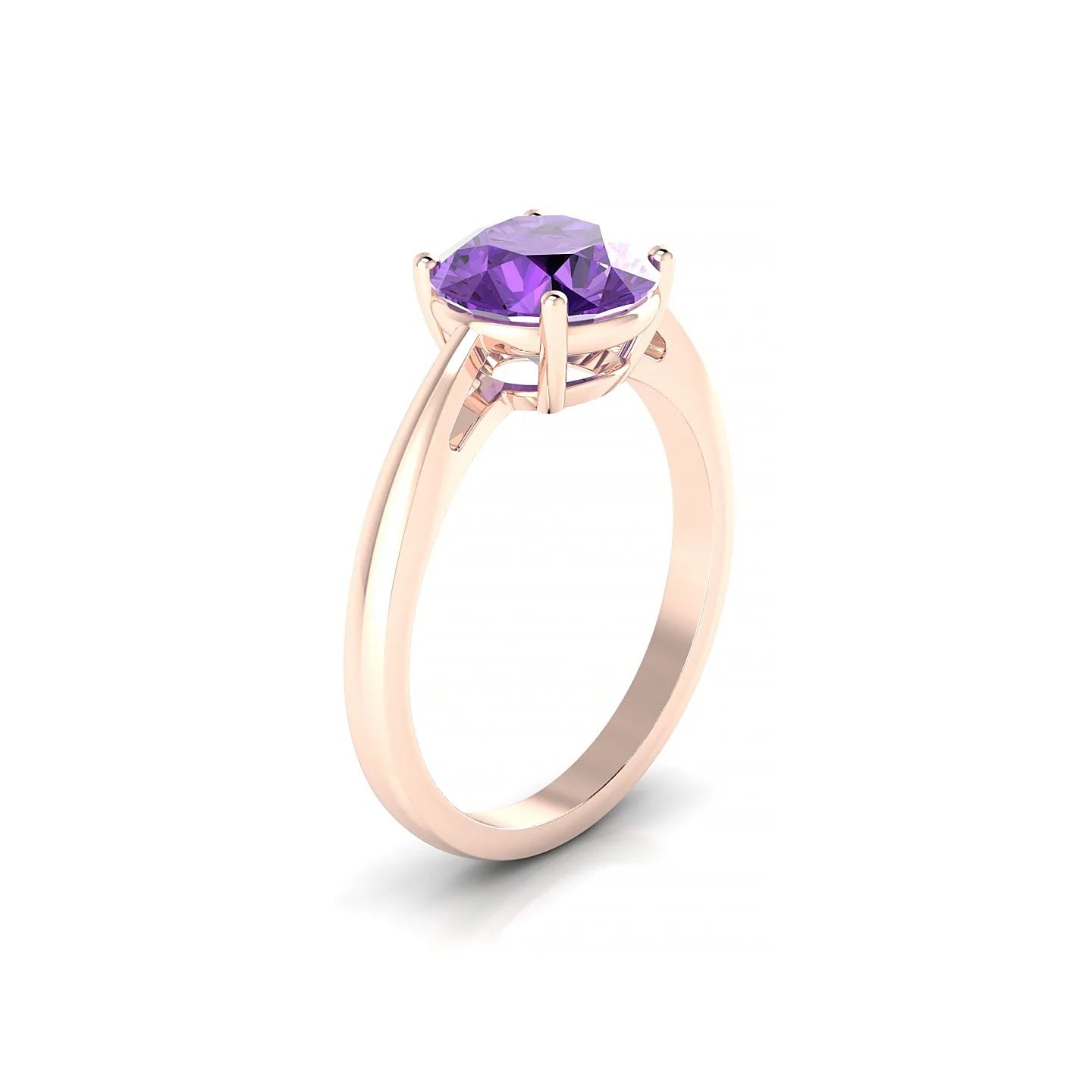 Zenith | 18k Rose Gold 8 mm Round Amethyst Ring