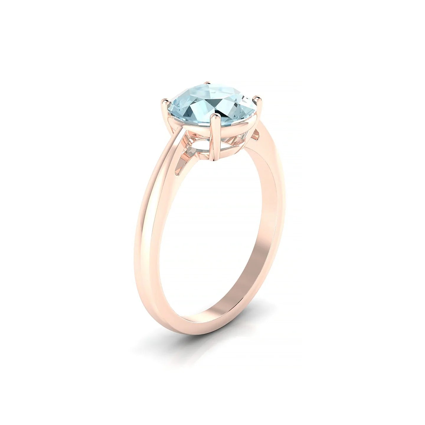 Zenith | 18k Rose Gold 8 mm Round Aquamarine Ring
