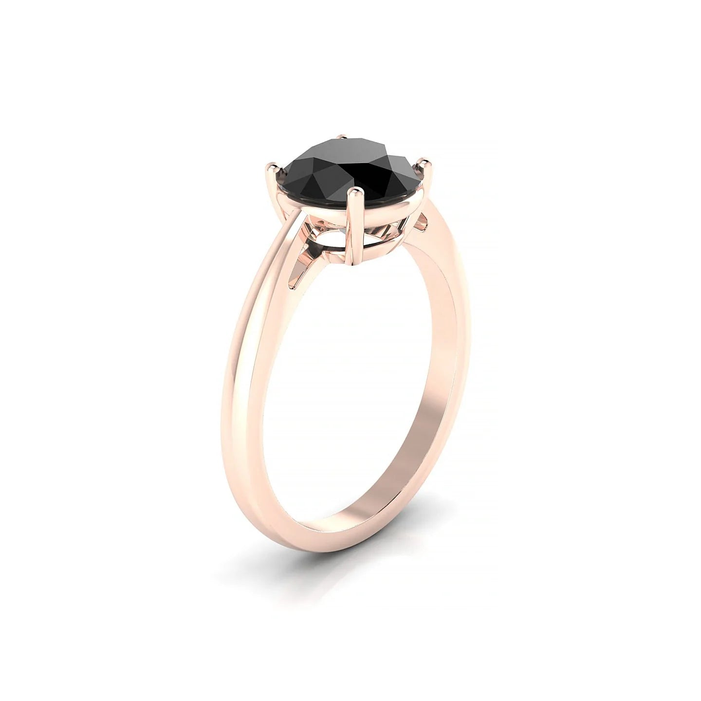 Zenith | 18k Rose Gold 8 mm Round Black Diamond Ring