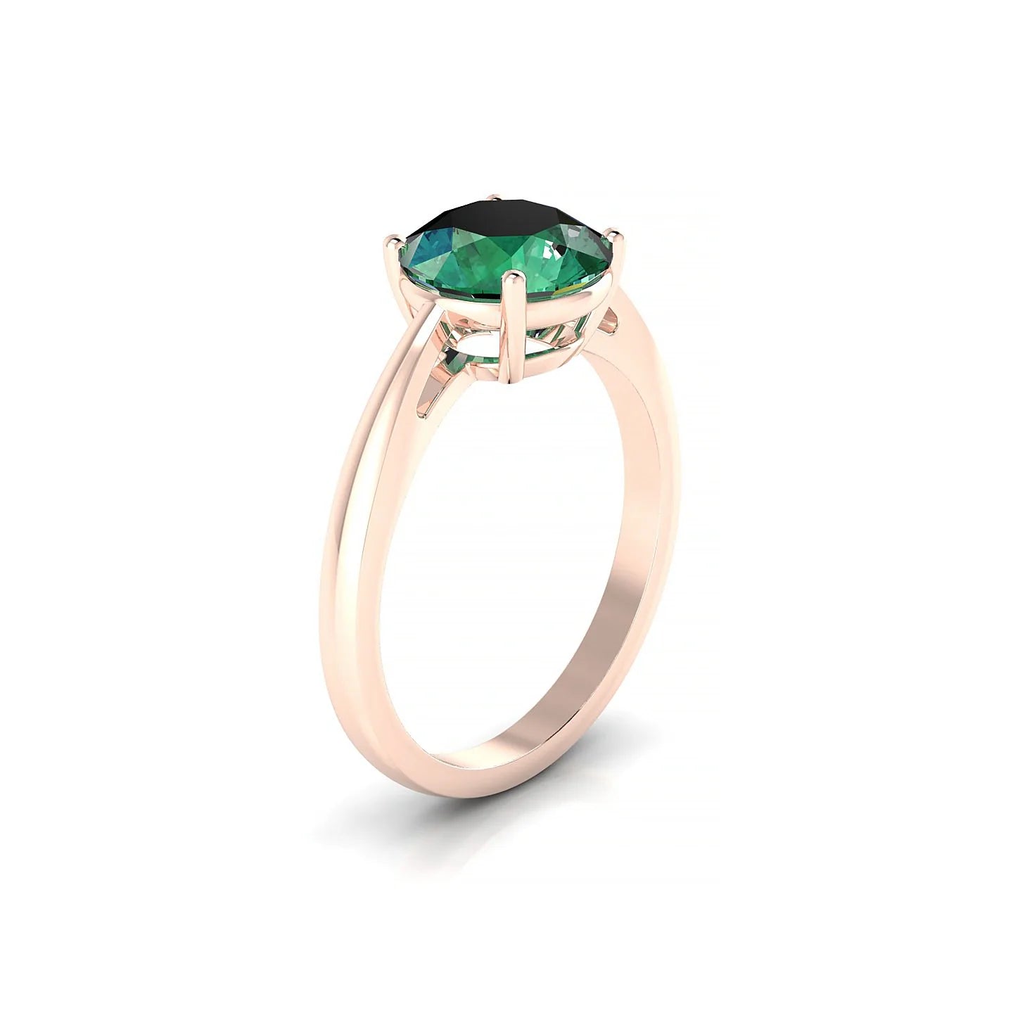 Zenith | 18k Rose Gold 8 mm Round Emerald Ring