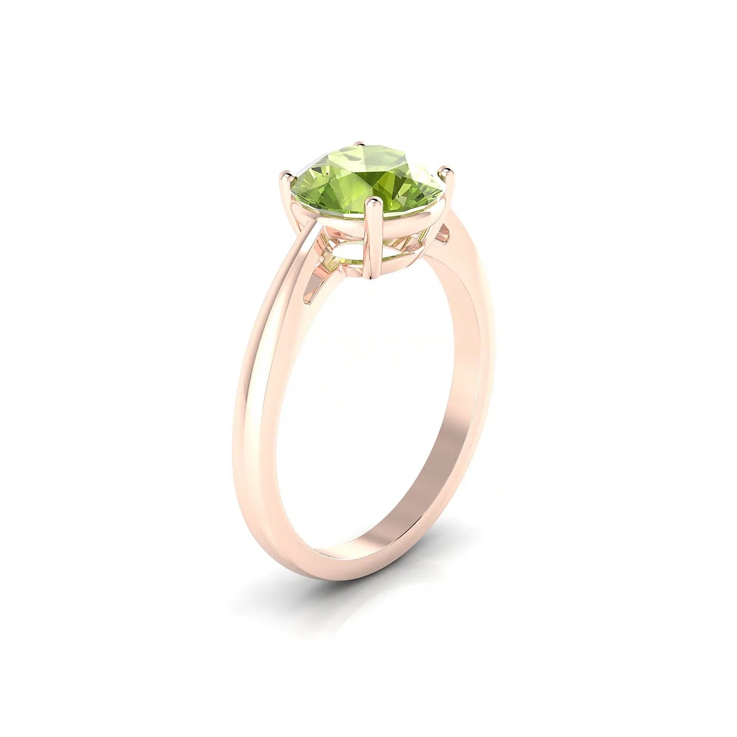 Zenith | 18k Rose Gold 8 mm Round Peridot Ring