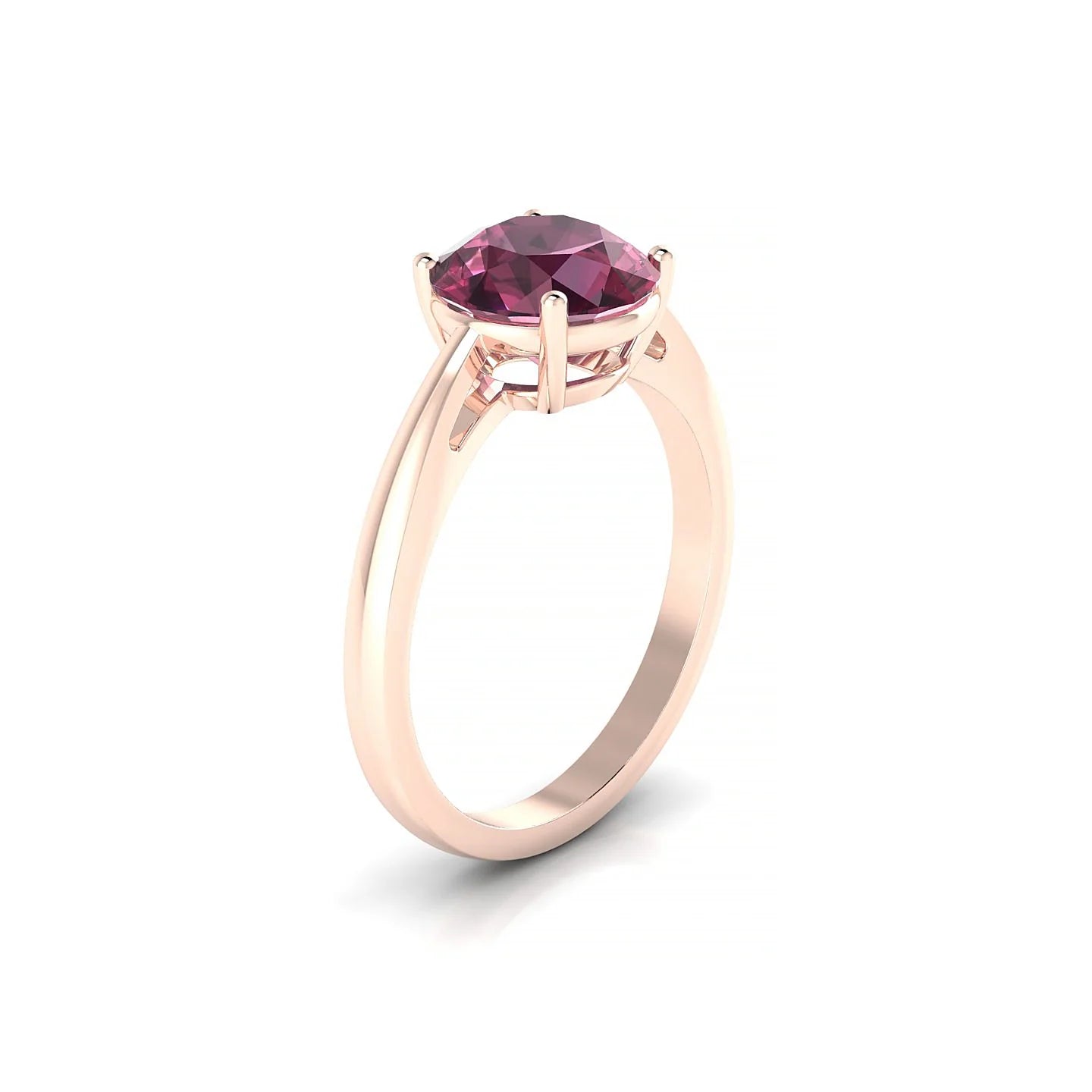 Zenith | 18k Rose Gold 8 mm Round Rhodolite Ring
