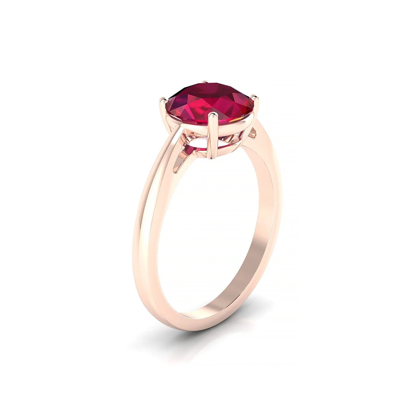 Zenith | 18k Rose Gold 8 mm Round Ruby Ring