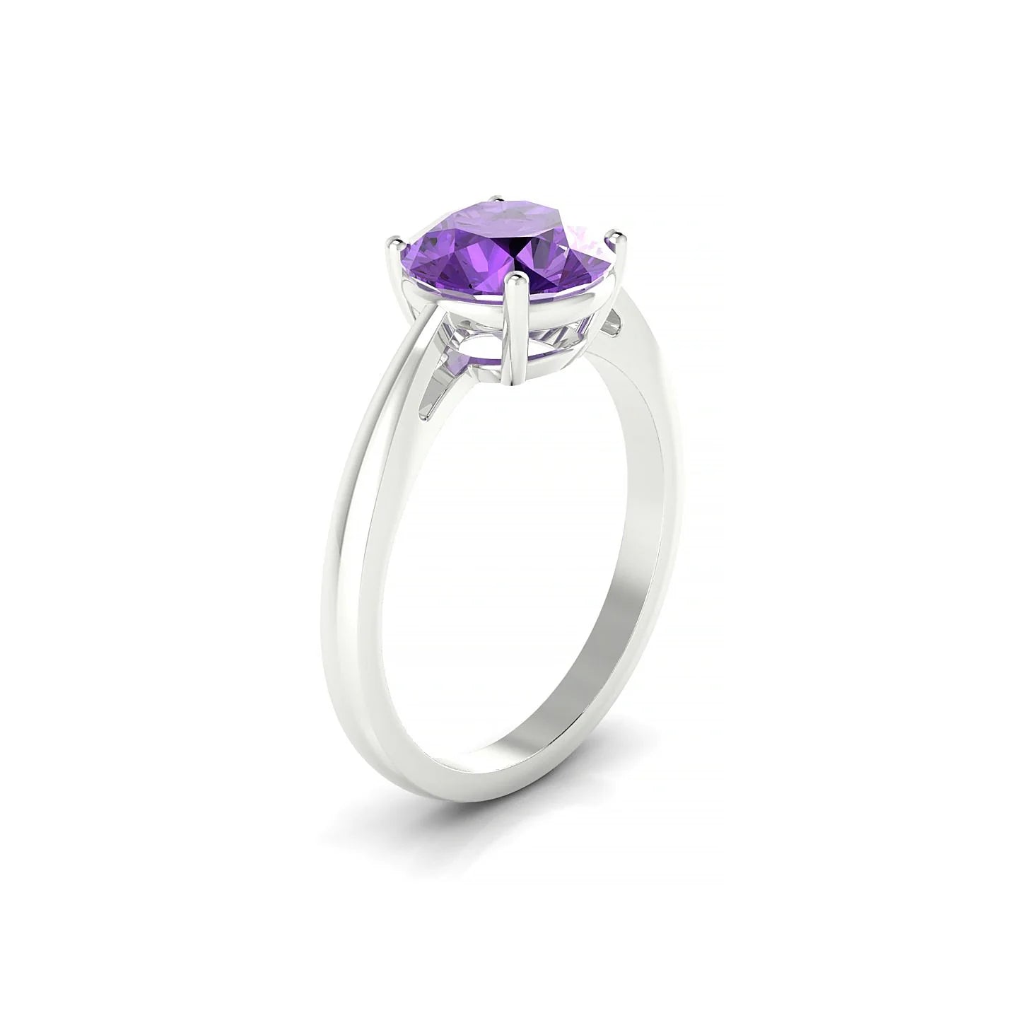 Zenith | 18k White Gold 8 mm Round Amethyst Ring
