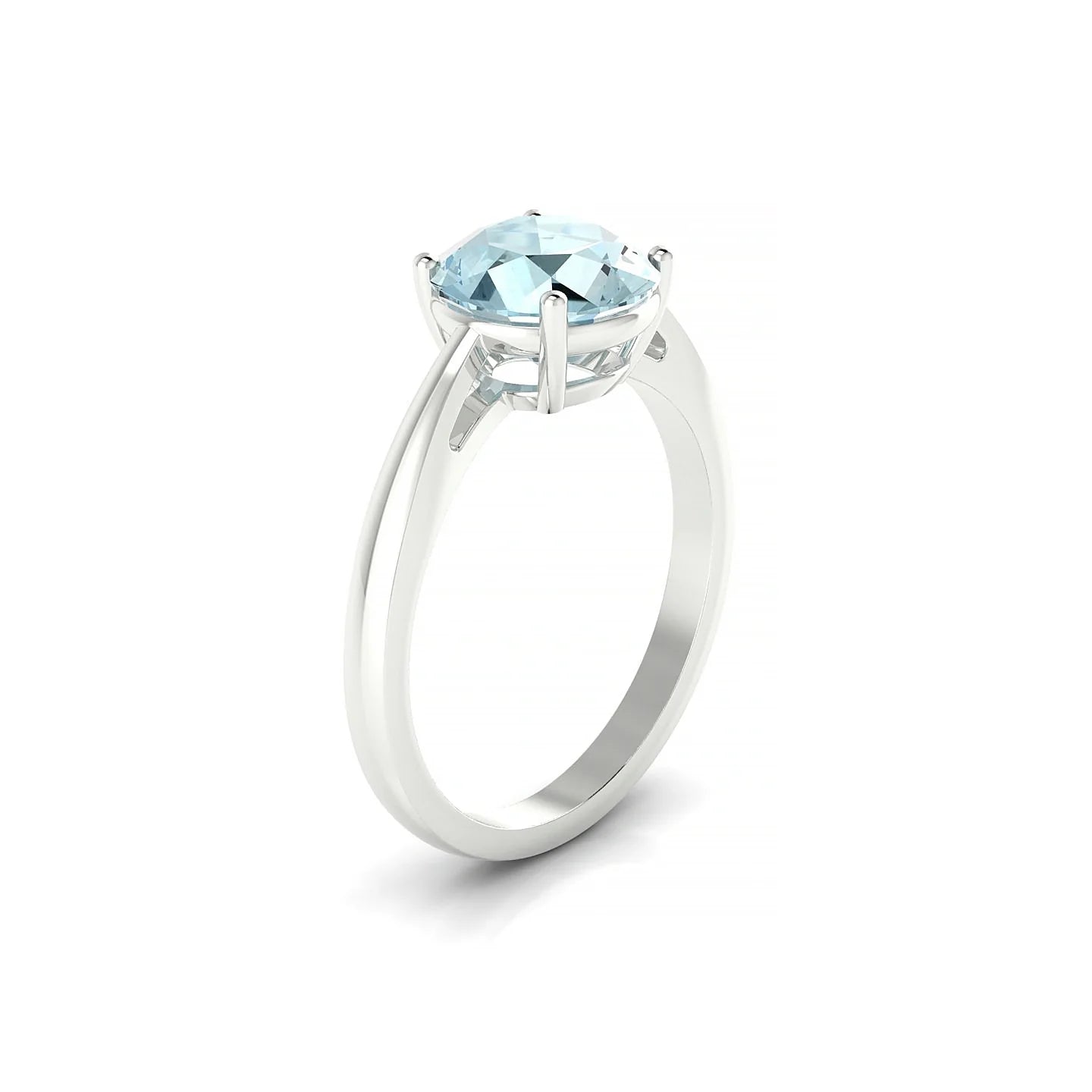 Zenith | 18k White Gold 8 mm Round Aquamarine Ring