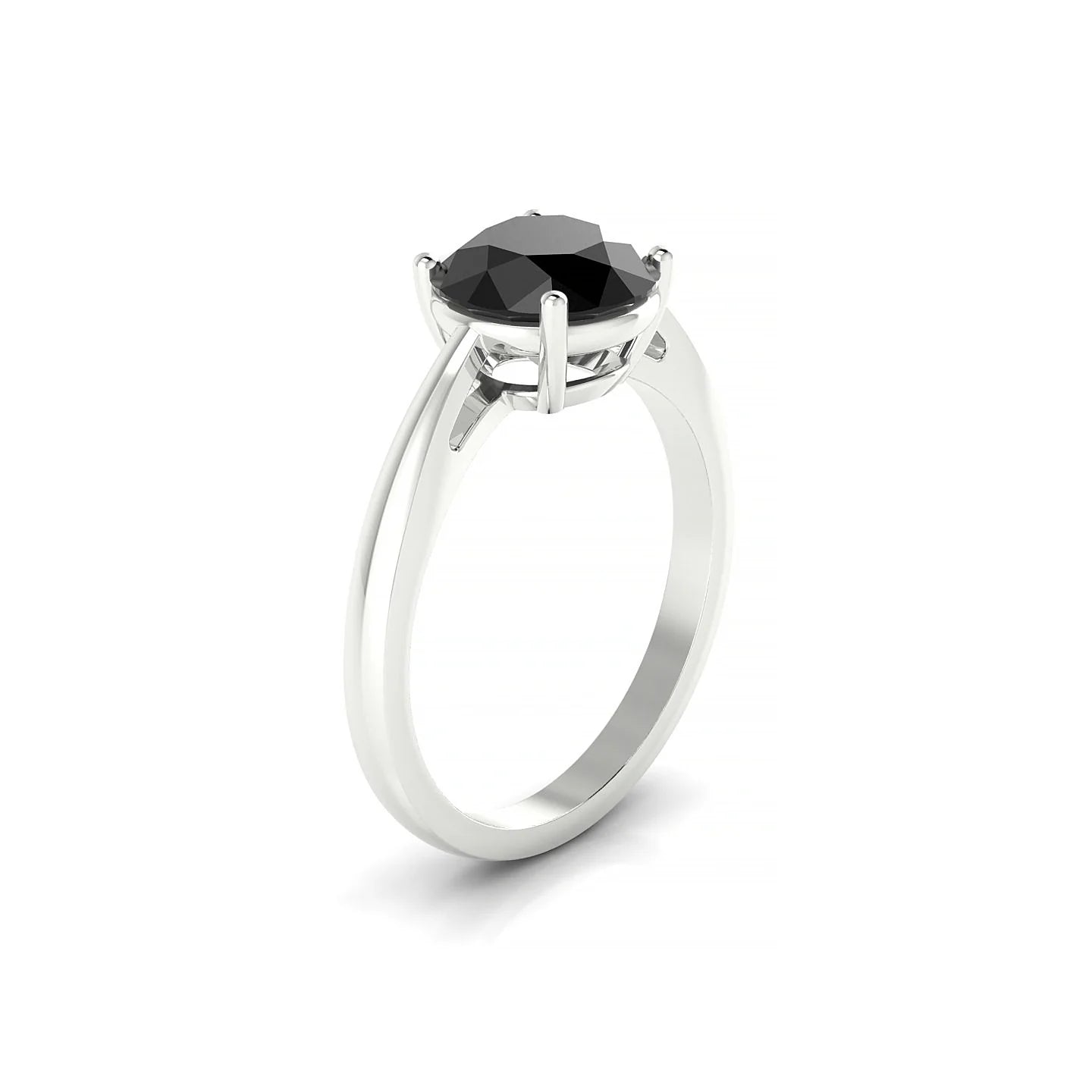 Zenith | 18k White Gold 8 mm Round Black Diamond Ring