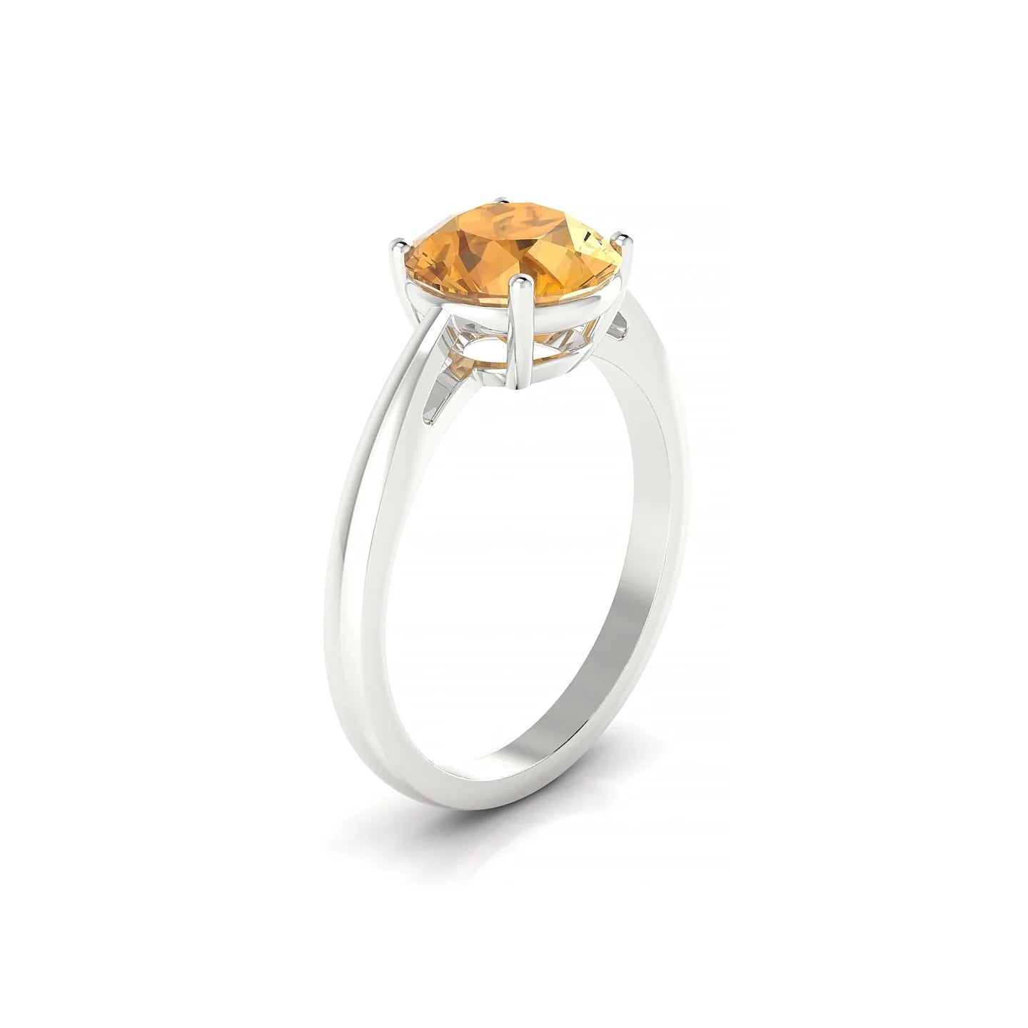 Zenith | 18k White Gold 8 mm Round Citrine Ring