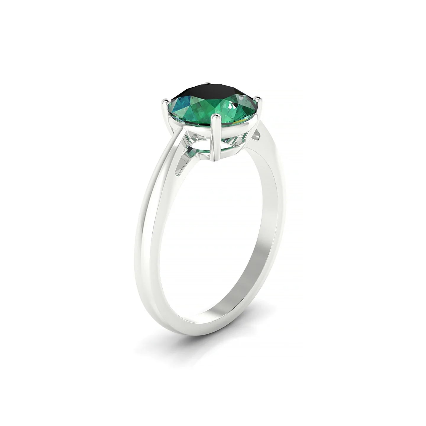 Zenith | 18k White Gold 8 mm Round Emerald Ring