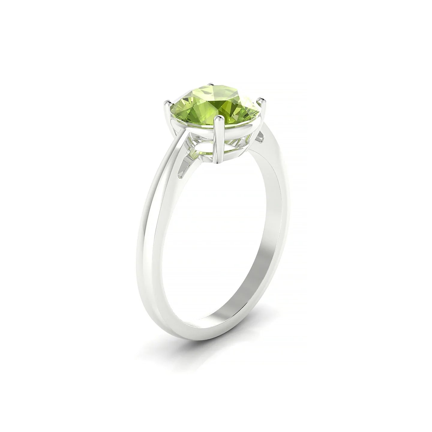 Zenith | 18k White Gold 8 mm Round Peridot Ring