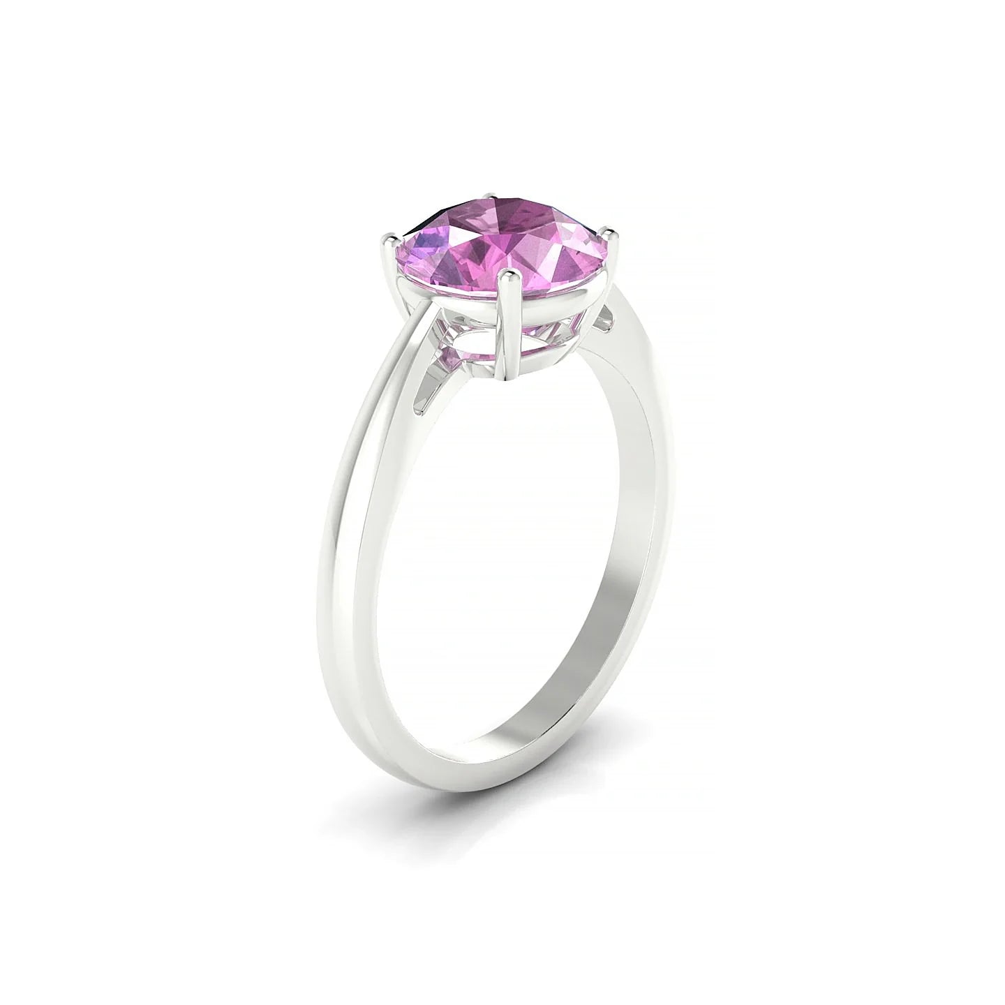 Zenith | 18k White Gold 8 mm Round Pink Sapphire Ring