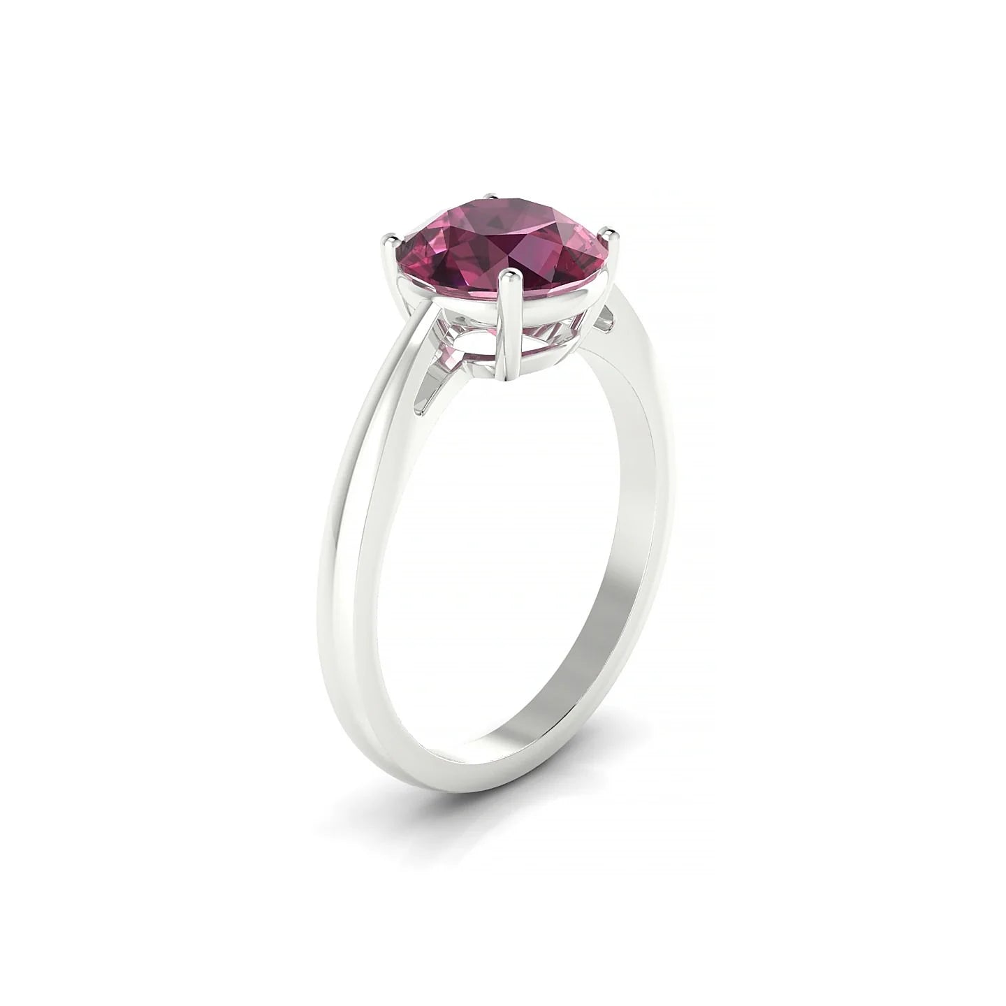 Zenith | 18k White Gold 8 mm Round Rhodolite Ring