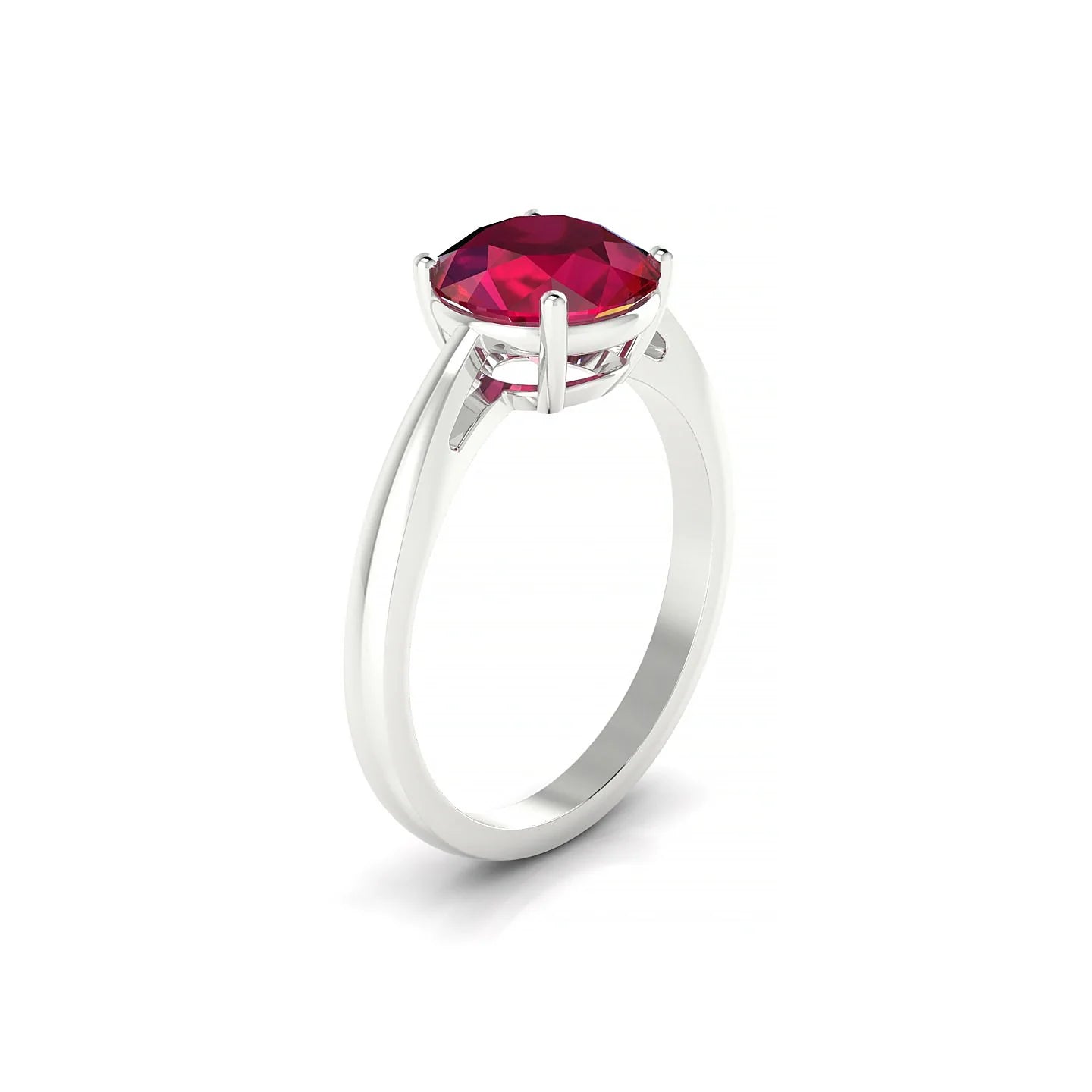 Zenith | 18k White Gold 8 mm Round Ruby Ring