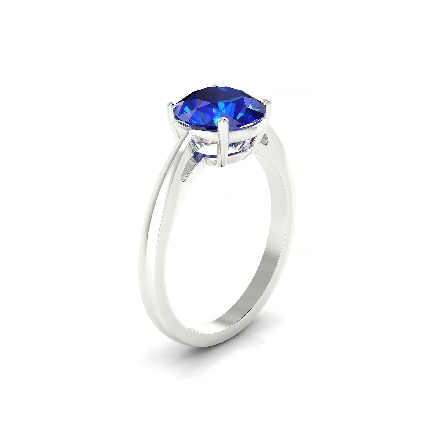 Zenith | 18k White Gold 8 mm Round Sapphire Ring