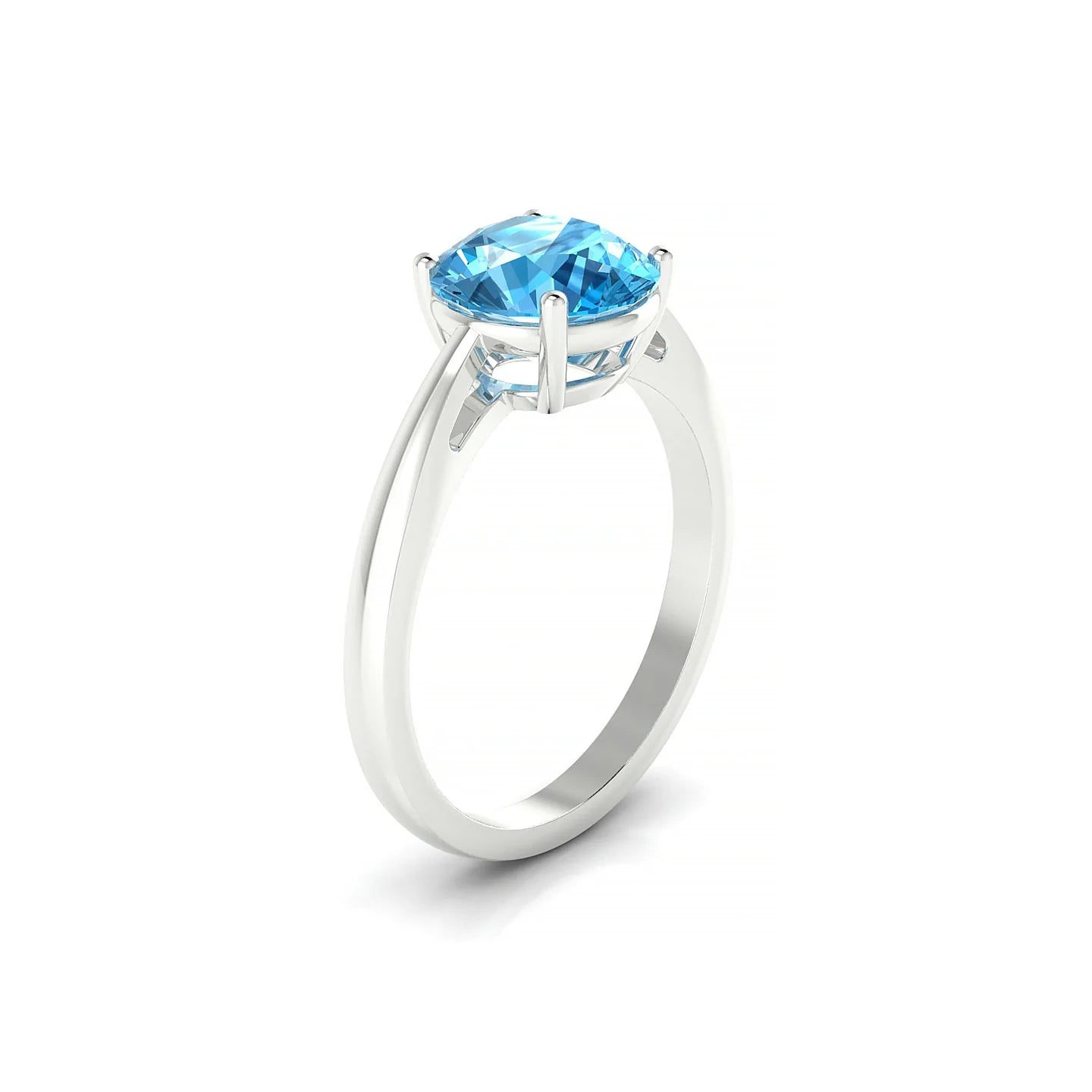 Zenith | 18k White Gold 8 mm Round Topaz Ring